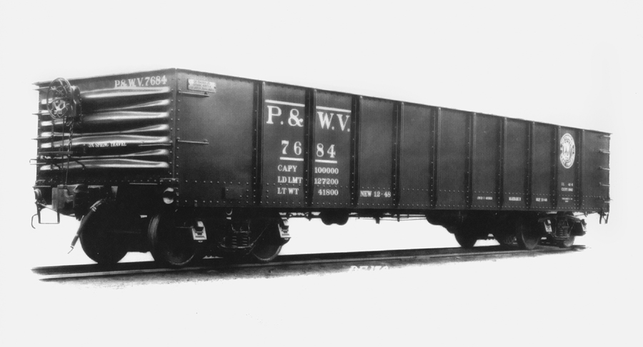 The P&WV had 300 of these on the roster in 1950.  Gloss black car, white lettering.  Some had yellow grab irons and stirrups.
