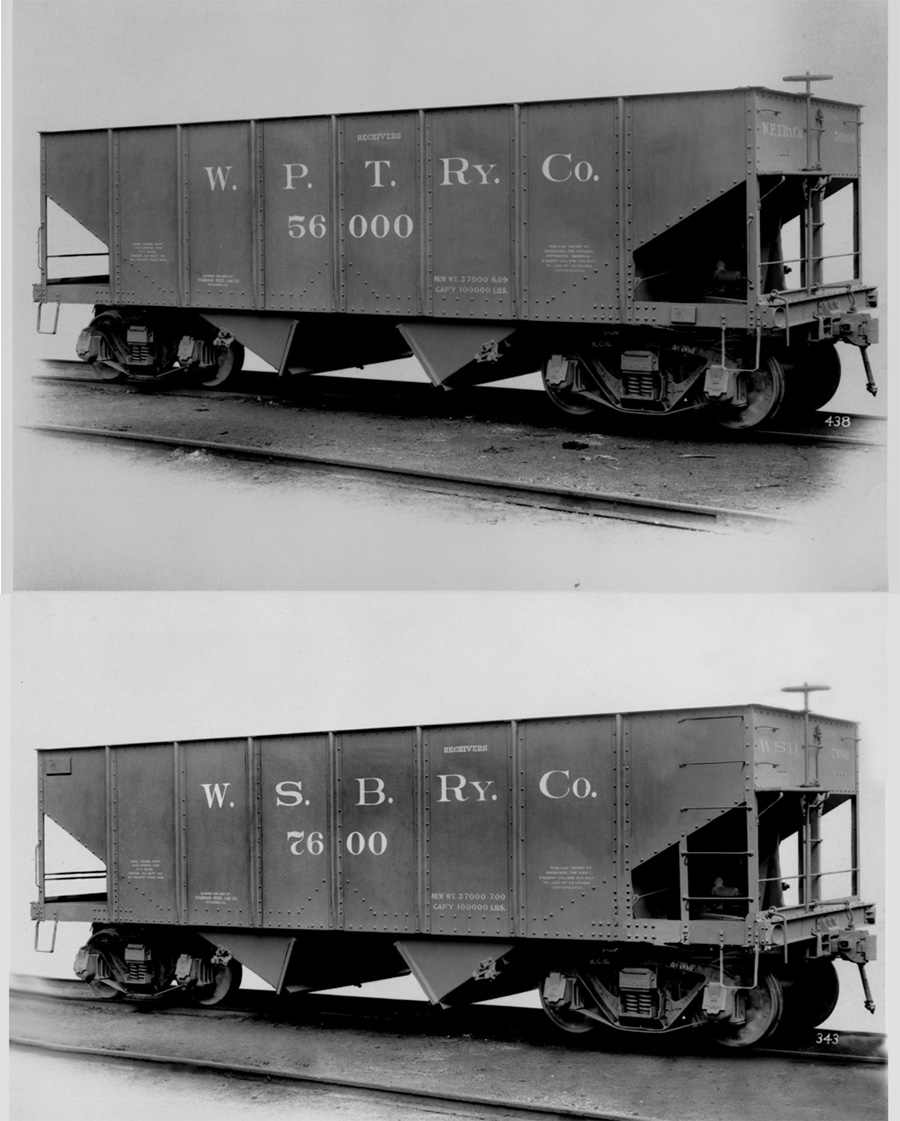 The very early P&WV hopper cars can trace their heritage back to these WPT and WSB hoppers.